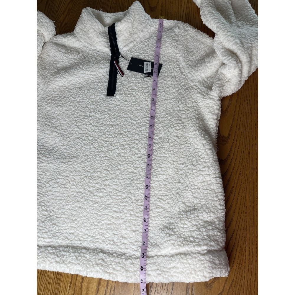 Tommy Hilfiger White Fuzzy Zip-Up Sweatshirt Size XL New! - Picture 4 of 8